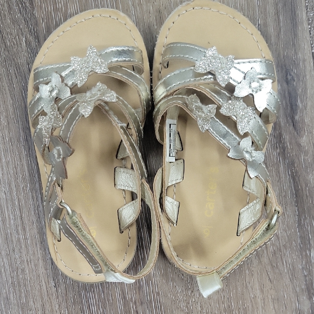 Carters Toddler Baby Girl Gold Butterfly Sandals Size Toddler 6